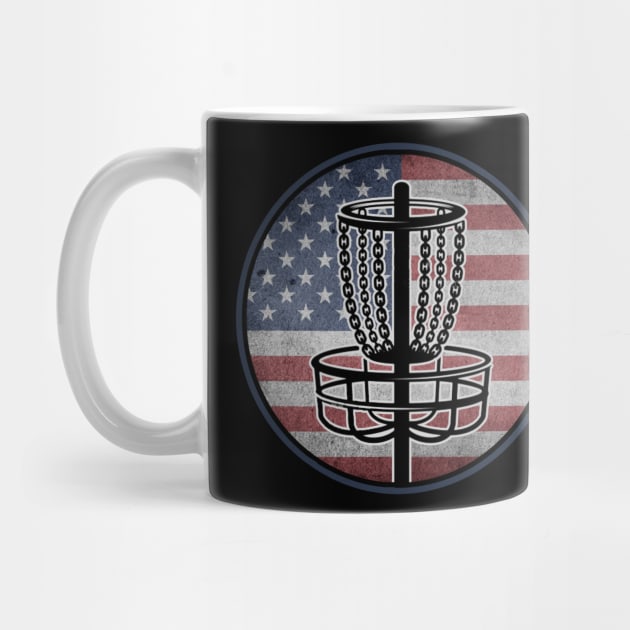 Funny Disc Golf Player USA American Flag by Visual Vibes